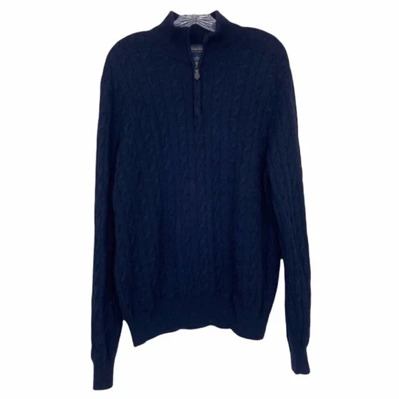 Brooks brothers navy lambswool 1/4 zip sweater Sz L - Picture 1 of 6